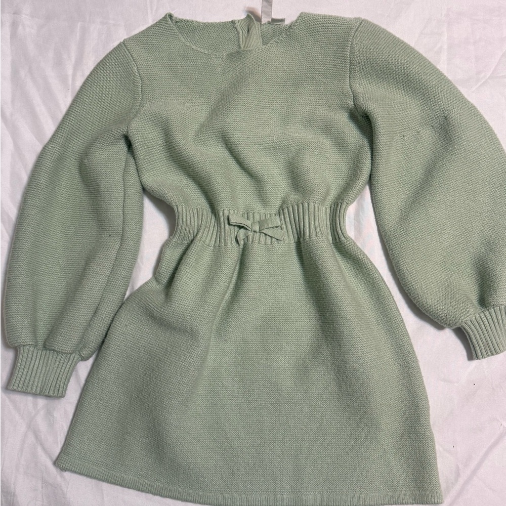 Janie and Jack Mint Green Knit Waist-Tie Crewneck Sweater